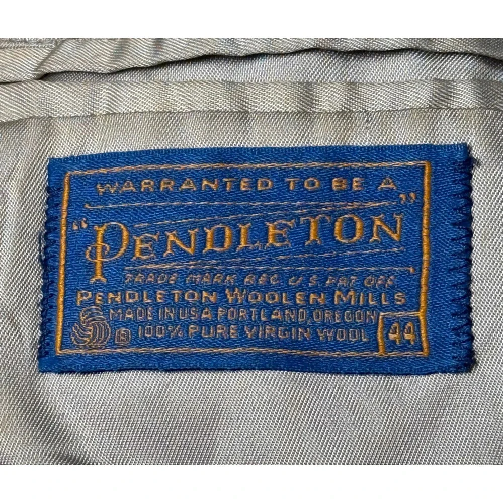 Pendleton Woolen Mills Gray 100% Virgin Wool Blazer Men's Size 44 Coat Jacket - Picture 2 of 8